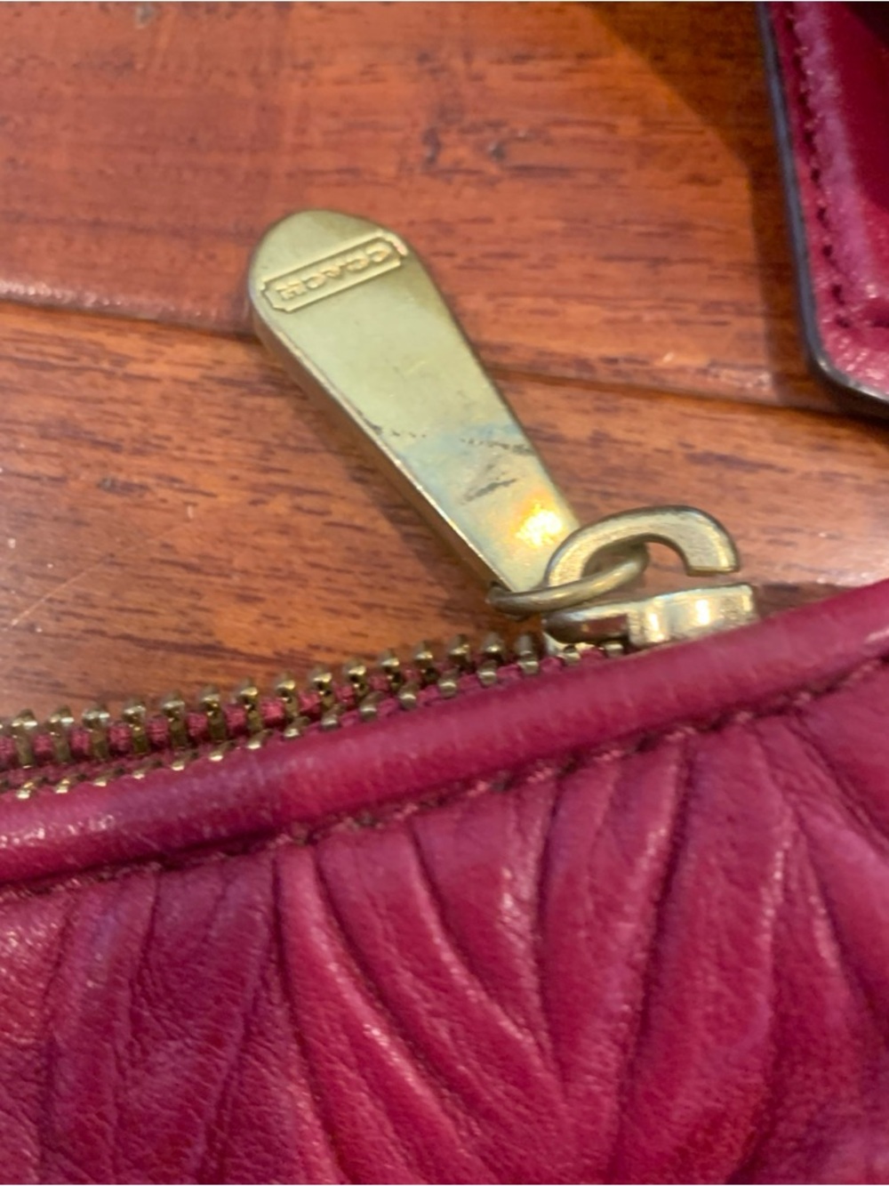 COACH Madison Gathered Convertible Hobo Bag Raspberry AUTHENTIC - Picture 6 of 16